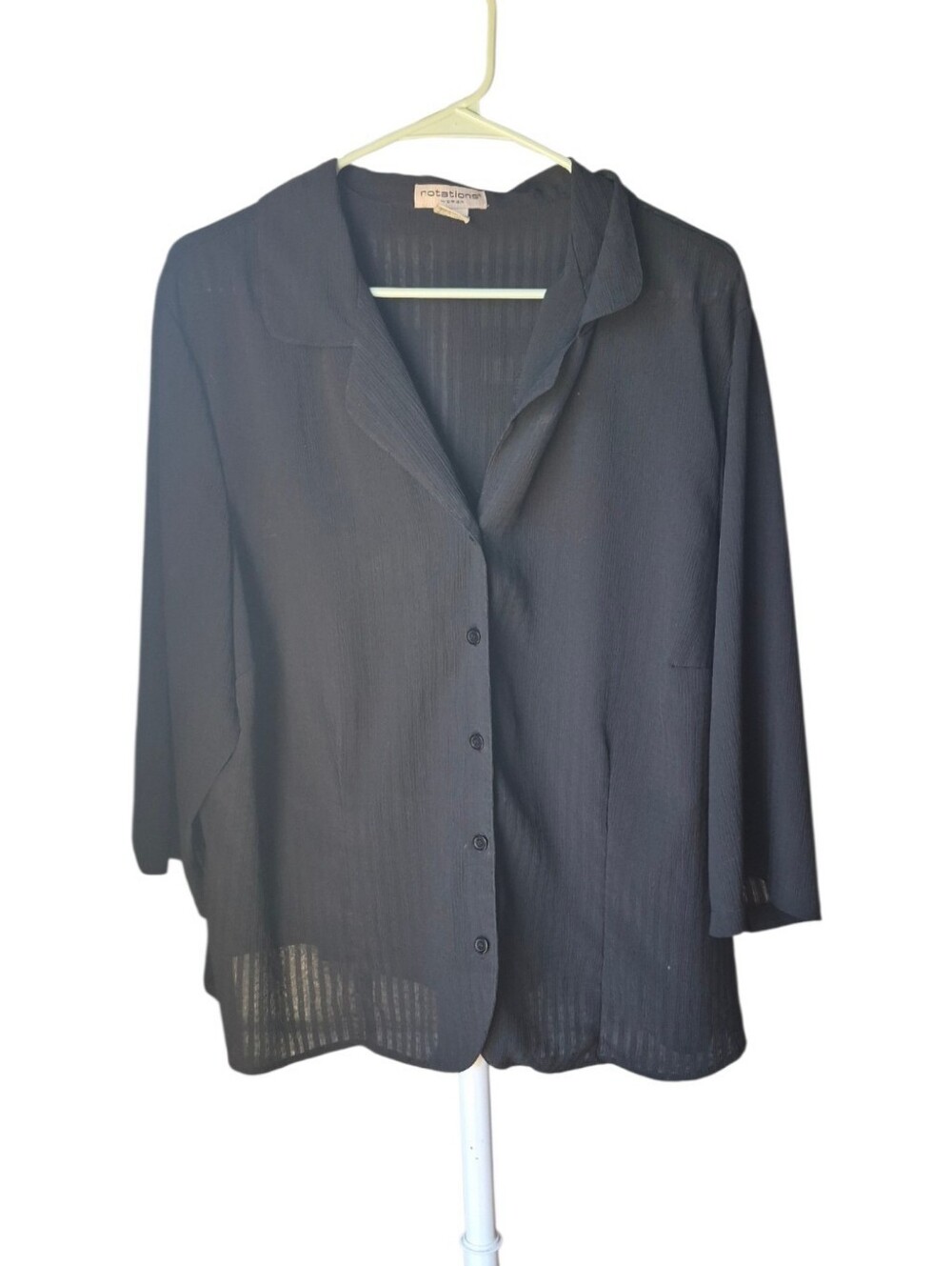 Notations Black Semi-Sheer Button-Down Shirt 3X